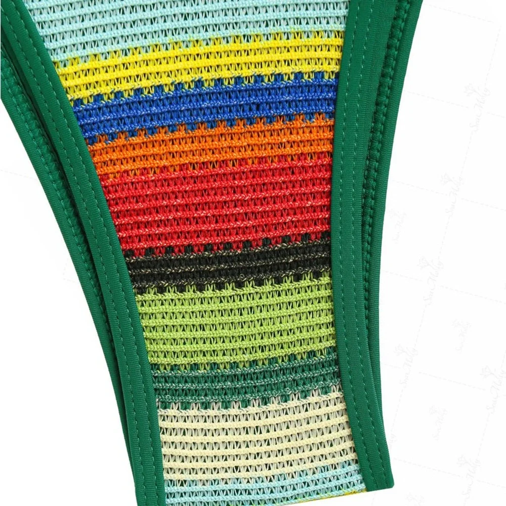 Vibrant Striped Crochet Bikini Set NWT - Picture 4 of 7